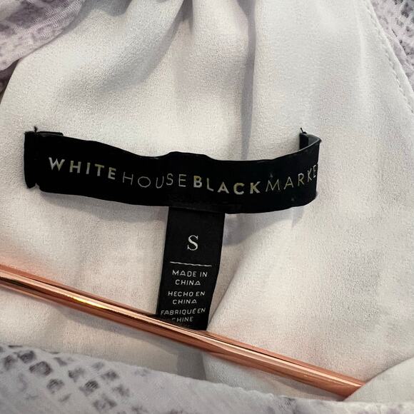 White House Black Market snake print halter tank white lavender high mock neck - Picture 6 of 7